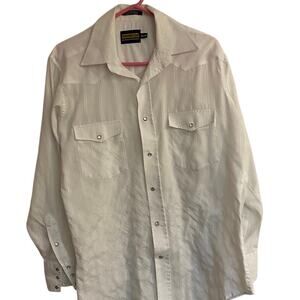 Panhandle Slim White Western Shirt 15 1/2-34 Long sleeved, Button Snap